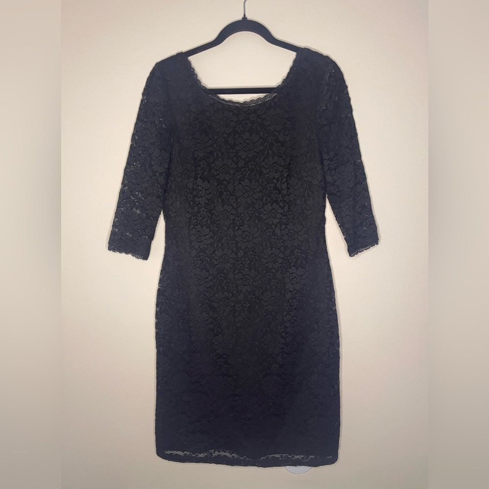 Black lace dress with elbow length sleeve